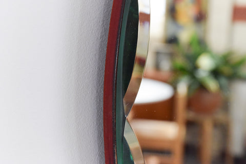 Vintage Round Frameless Bevelled Wall Mirror