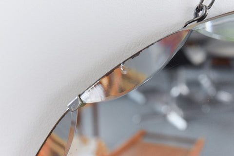 Vintage Round Frameless Bevelled Wall Mirror