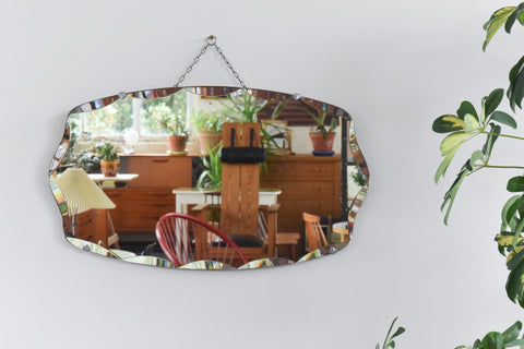 Vintage Frameless Bevelled Mirror