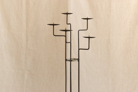 Vintage Rustic Galvanised Metal Floor Standing Candle Holder / Candelabra