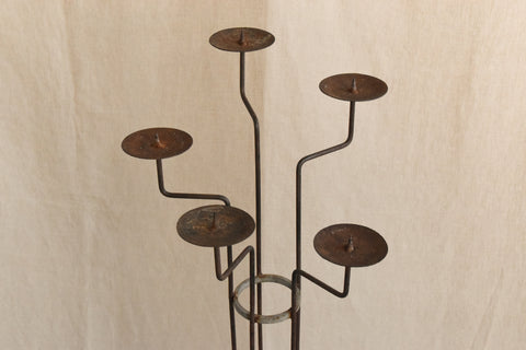 Vintage Rustic Galvanised Metal Floor Standing Candle Holder / Candelabra