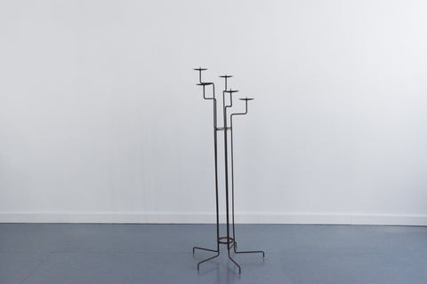 Vintage Rustic Galvanised Metal Floor Standing Candle Holder / Candelabra