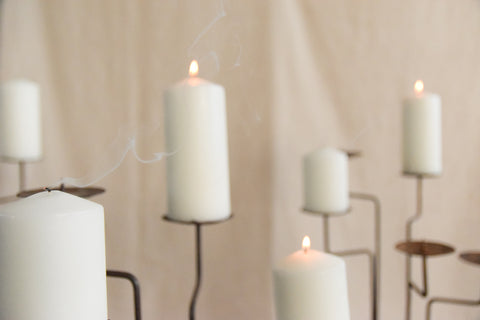 Vintage Rustic Galvanised Metal Floor Standing Candle Holder / Candelabra