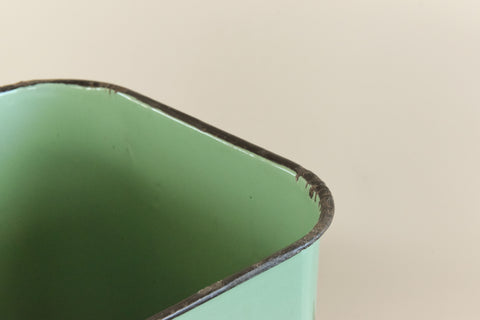 Vintage Rustic Green Enamel Bread Bin