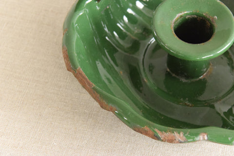 Vintage Rustic Green Enamel Candle Holder