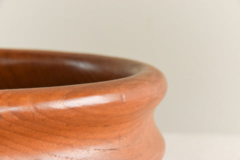 Vintage Rustic Hand Turned Ribbed Wooden Bowl