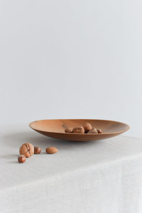 Vintage Rustic Hand Turned Wooden Platter / Bowl