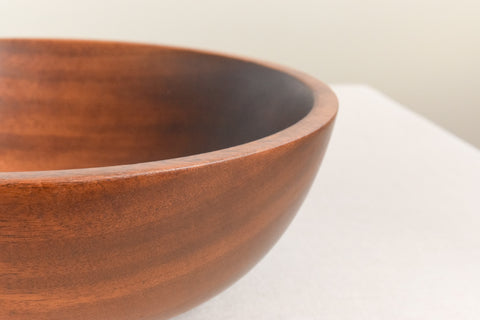 Vintage Rustic Mid-Century Hand Turned Wooden Fruit Bowl