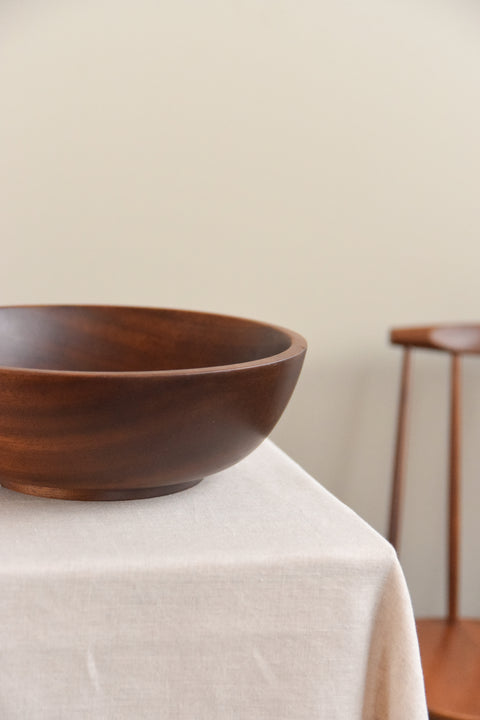 Vintage Rustic Mid-Century Hand Turned Wooden Fruit Bowl