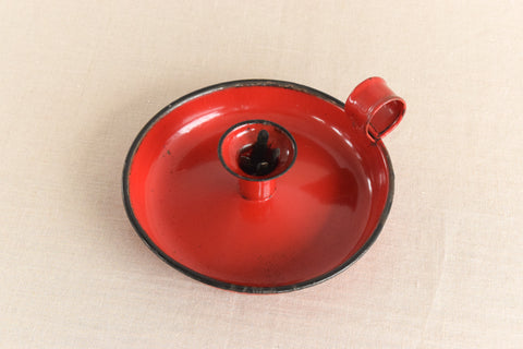 Vintage Rustic Red Enamel Candle Holder
