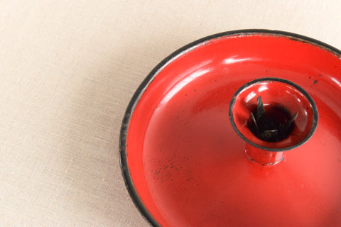 Vintage Rustic Red Enamel Candle Holder