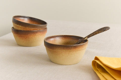 Vintage Set of 3 Small Rustic Studio Pottery Bowls