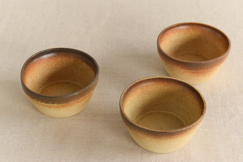 Vintage Set of 3 Small Rustic Studio Pottery Bowls