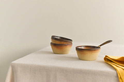 Vintage Set of 3 Small Rustic Studio Pottery Bowls