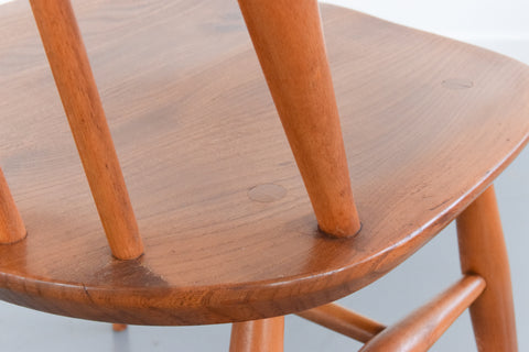 Vintage Set of 4 Ercol Light Elm Quaker Back Windsor Dining Chairs No.365