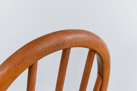 Vintage Set of 4 Ercol Light Elm Quaker Back Windsor Dining Chairs No.365