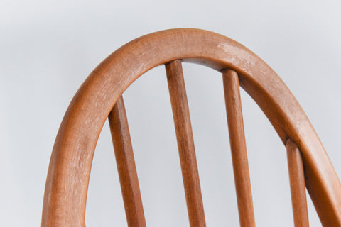 Vintage Set of 4 Ercol Light Elm Quaker Back Windsor Dining Chairs No.365