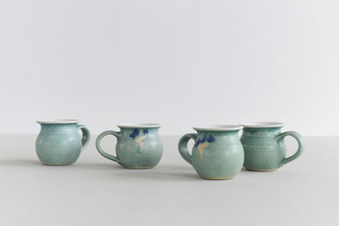 Vintage Set of 4 Small Studio Pottery Ceramic Mugs