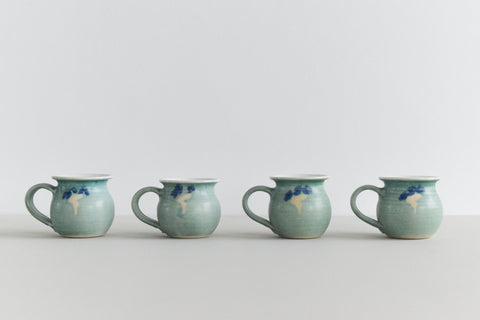Vintage Set of 4 Small Studio Pottery Ceramic Mugs