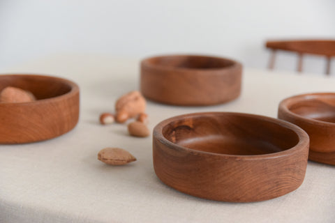 Vintage Set of 4 Small Wooden Bowls