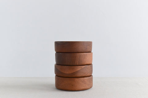 Vintage Set of 4 Small Wooden Bowls