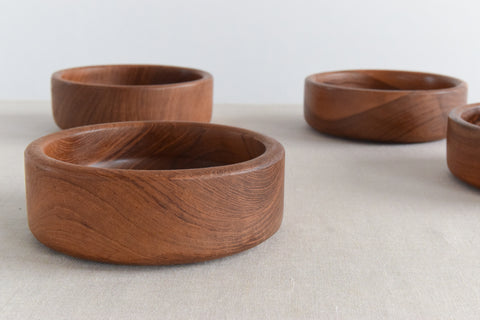 Vintage Set of 4 Small Wooden Bowls