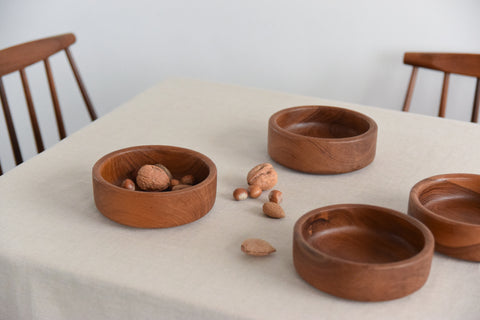 Vintage Set of 4 Small Wooden Bowls