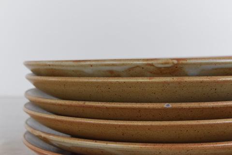 Vintage Set of 6 French Stoneware Dinner Plates