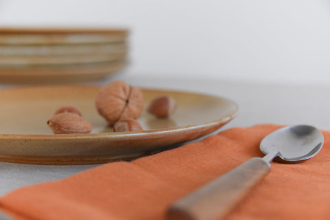 Vintage Set of 6 French Stoneware Dinner Plates