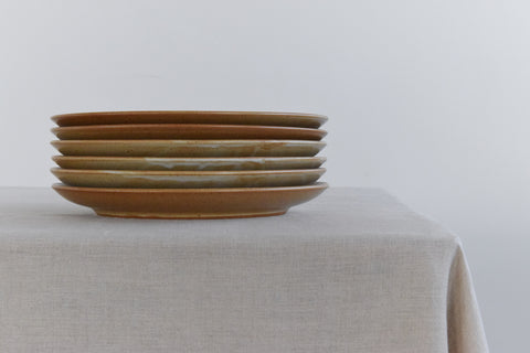 Vintage Set of 6 French Stoneware Dinner Plates