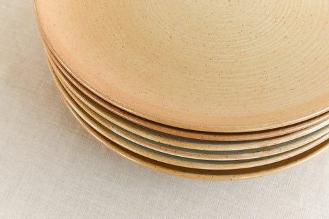 Vintage Set of 6 French Stoneware Dinner Plates