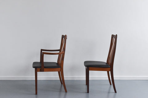 Vintage Set of 6 G Plan Fresco Teak Dining Chairs with Carvers