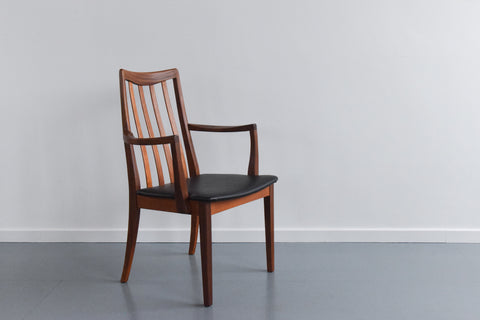 Vintage Set of 6 G Plan Fresco Teak Dining Chairs with Carvers