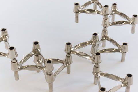Vintage Set of 8 German Modular Candle Holders by Ceasar Stoffi & Fritz Nagel for BMF