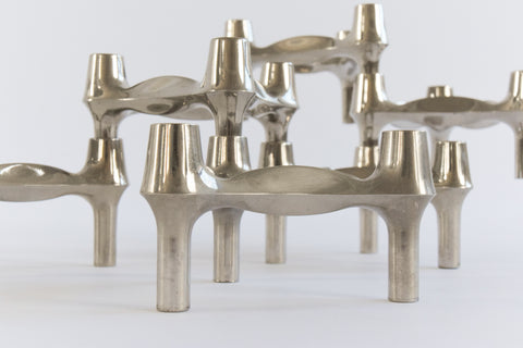 Vintage Set of 8 German Modular Candle Holders by Ceasar Stoffi & Fritz Nagel for BMF