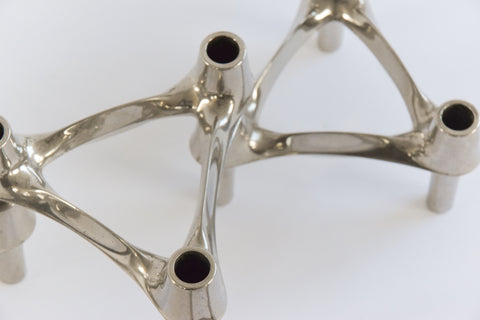 Vintage Set of 8 German Modular Candle Holders by Ceasar Stoffi & Fritz Nagel for BMF