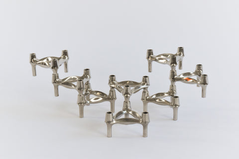 Vintage Set of 8 German Modular Candle Holders by Ceasar Stoffi & Fritz Nagel for BMF