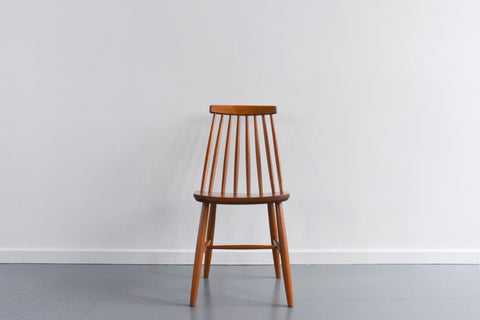 Vintage Set of Four Danish Mid Century Beech Dining Chairs by Farstrup