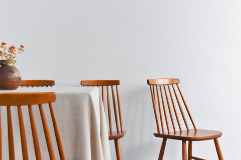 Vintage Set of Four Danish Mid Century Beech Dining Chairs by Farstrup