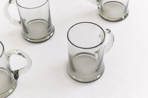 Vintage Set of Four Danish Holmegaard Per Lütken Smoke Glass Beer Mugs