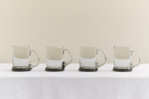 Vintage Set of Four Danish Holmegaard Per Lütken Smoke Glass Beer Mugs