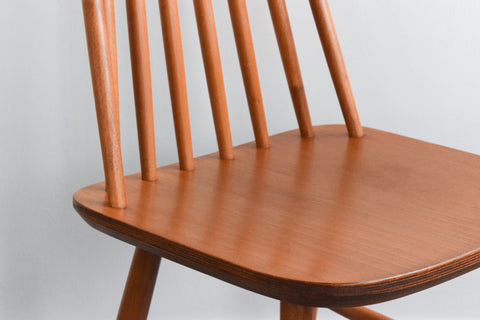 Vintage Set of Four Danish Mid Century Beech Dining Chairs by Farstrup