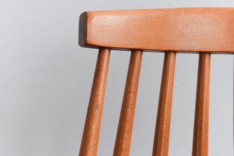 Vintage Set of Four Danish Mid Century Beech Dining Chairs by Farstrup