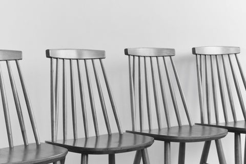 Vintage Set of Four Danish Mid Century Beech Dining Chairs by Farstrup