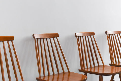 Vintage Set of Four Mid Century Beech Dining Tellus Chairs by IKEA