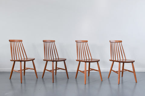 Vintage Set of Four Mid Century Beech Dining Tellus Chairs by IKEA