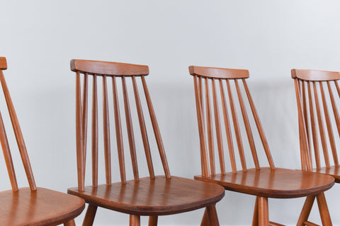 Vintage Set of Four Mid Century Beech Dining Tellus Chairs by IKEA