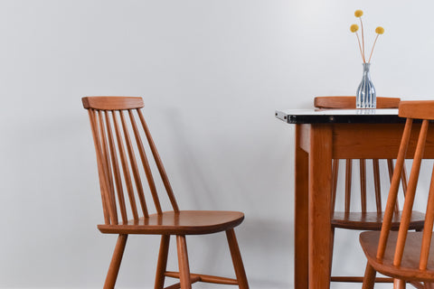 Vintage Set of Four Mid Century Beech Dining Tellus Chairs by IKEA
