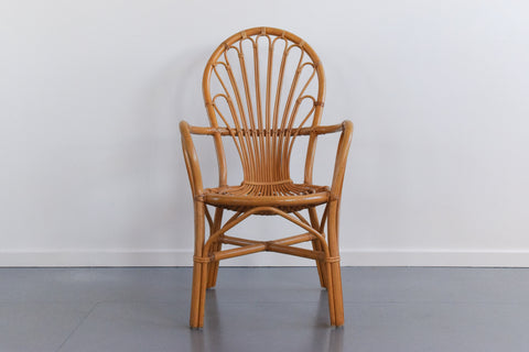 Vintage Set of Four Wicker/Rattan/Bamboo Arm Chairs