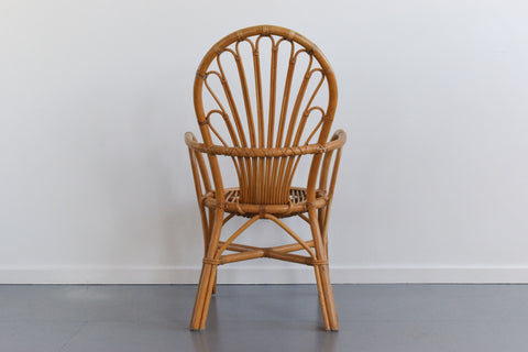 Vintage Set of Four Wicker/Rattan/Bamboo Arm Chairs